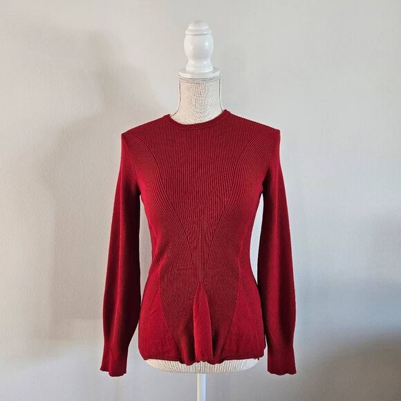 Massimo Dutti Red Peplum Sweater Size Medium - Picture 1 of 6
